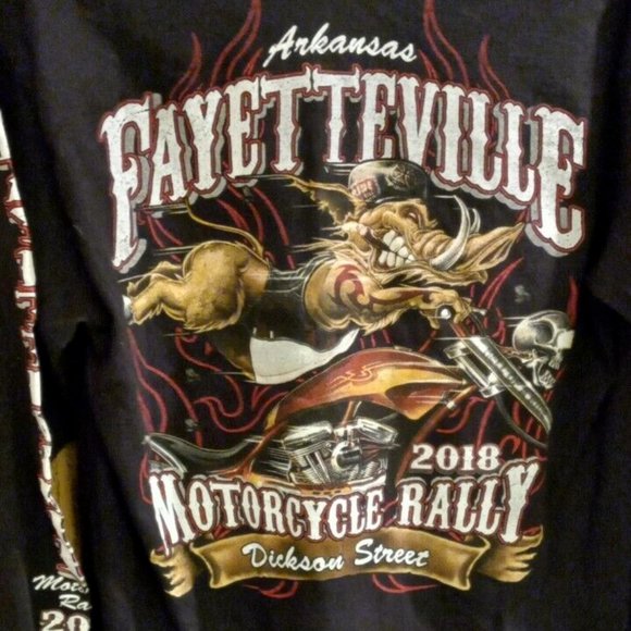 Mens Fayetteville Motorcycle Rally T Shirt Arkansas biker long sleeve Medium - Picture 1 of 4